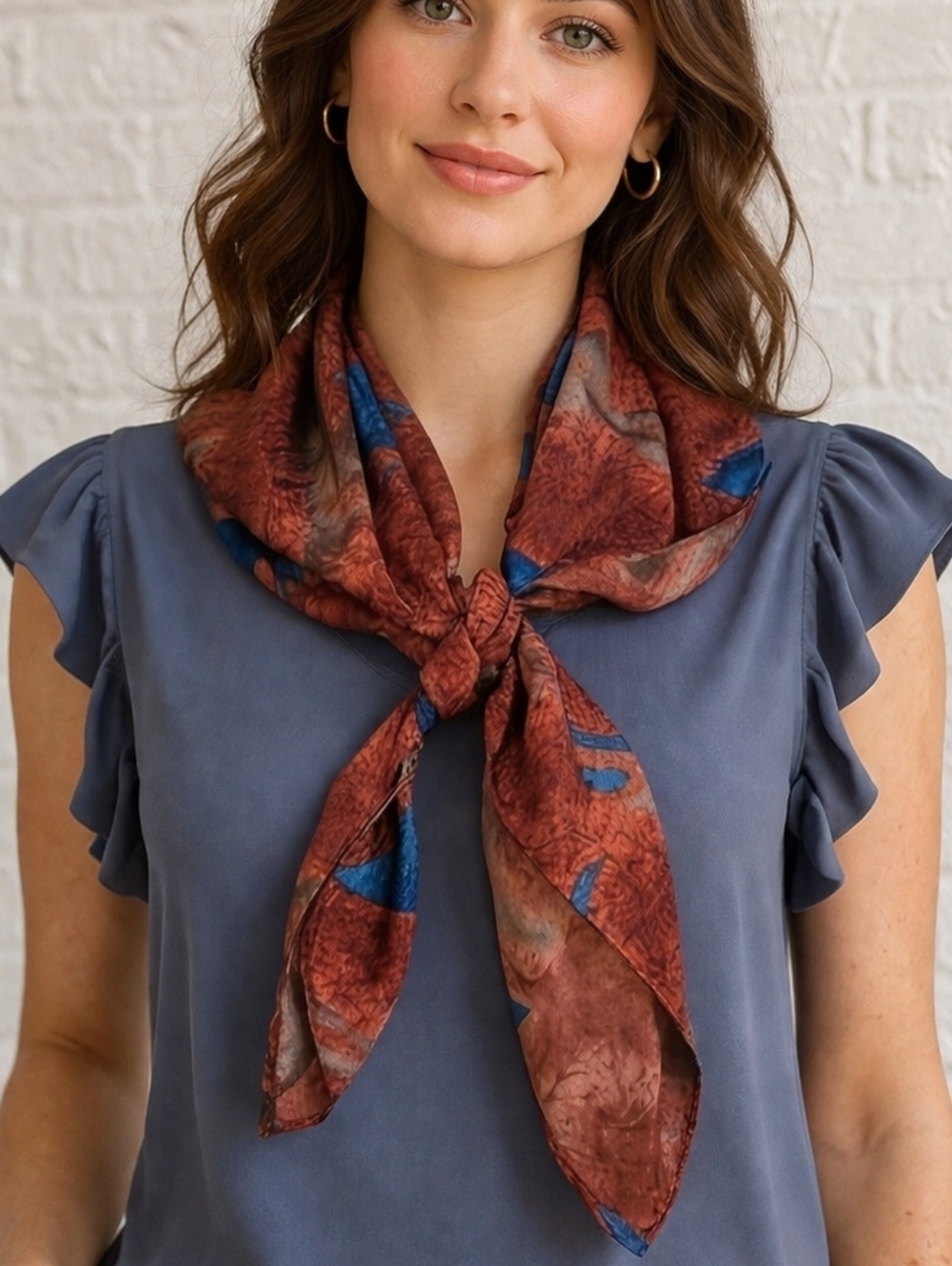 3/$30 VTG ACCENTS BY FLORENCE 1970s Satin Oxblood Abstract Scarf